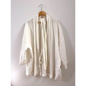 Deiji Studios 01 Short Kimono robe/top in white linen